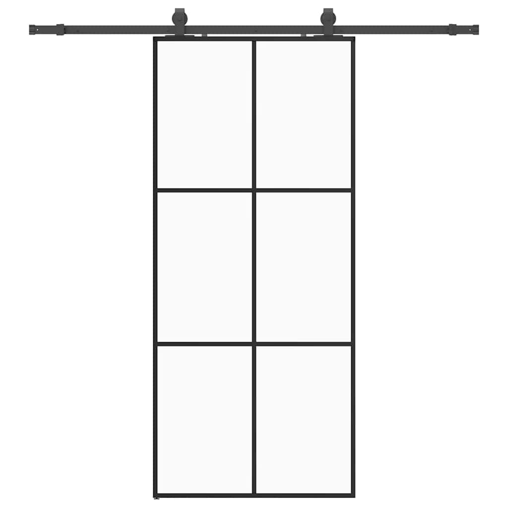 Porta Scorrevole con Ferramenta Nera 90x205 cm in Vetro ESG | homemem39