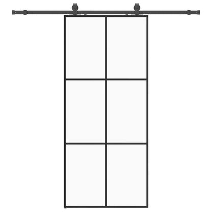 Porta Scorrevole con Ferramenta Nera 90x205 cm in Vetro ESG | homemem39
