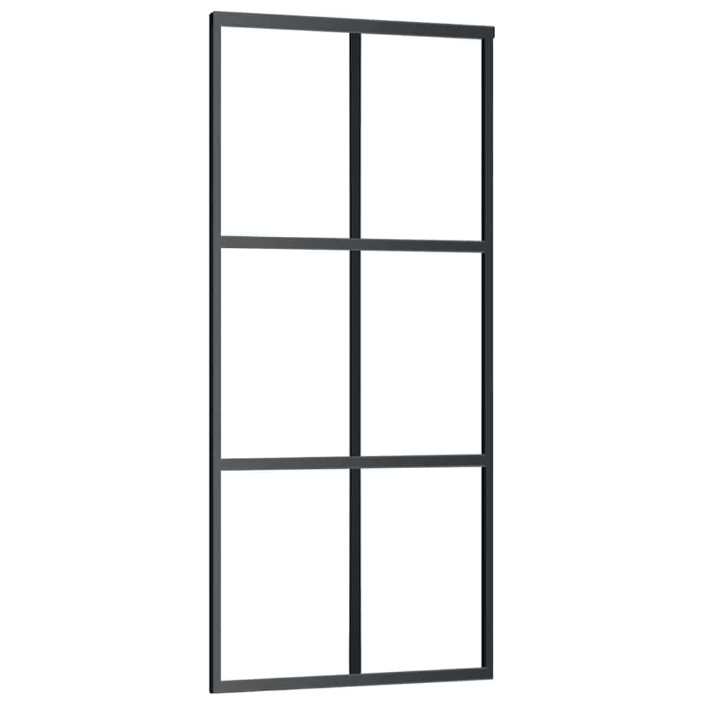 Porta Scorrevole con Ferramenta Nera 90x205 cm in Vetro ESG | homemem39