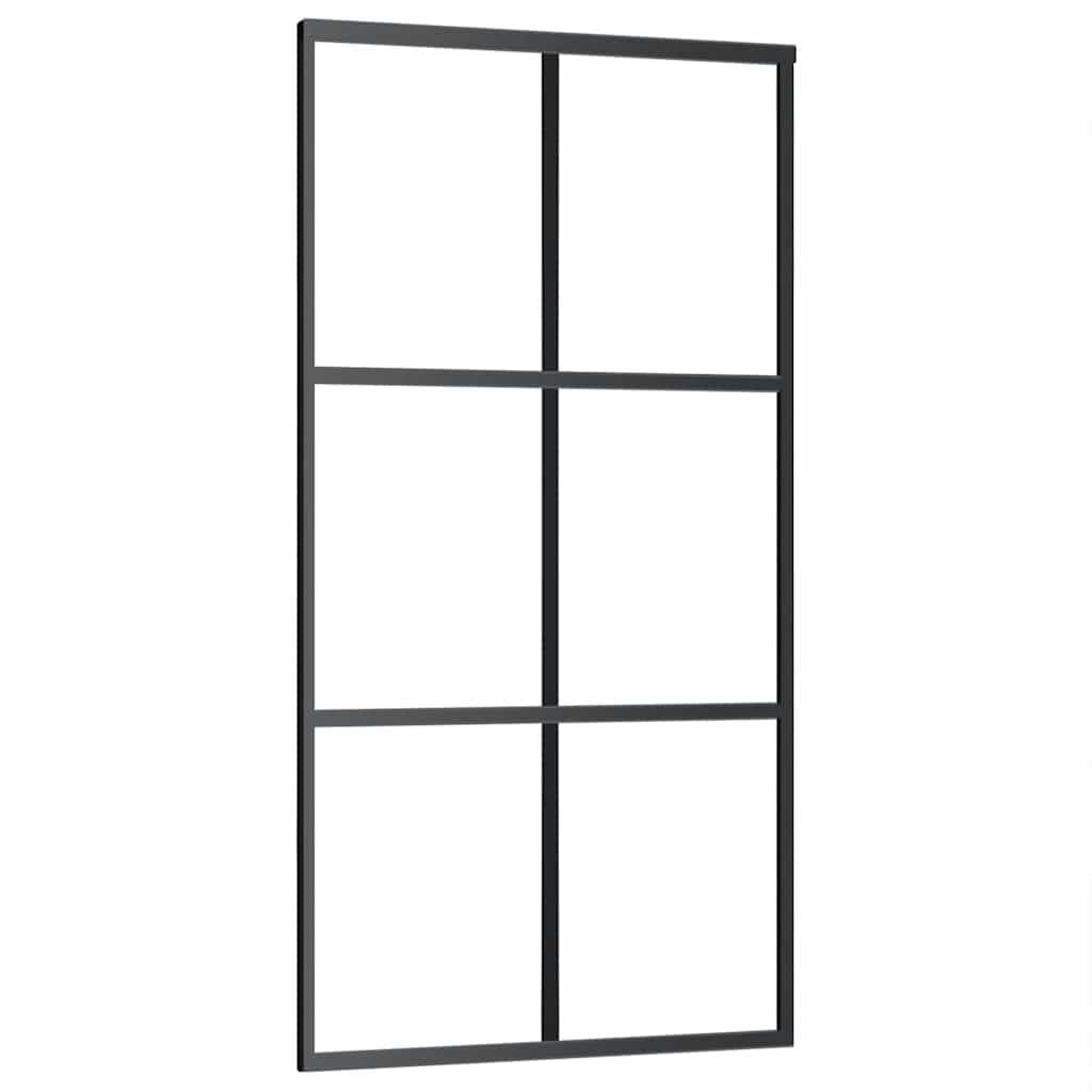 Porta Scorrevole con Ferramenta Nera 102x205 cm in Vetro ESG | homemem39