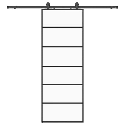 Porta Scorrevole con Ferramenta Nera 76x205 cm in Vetro ESG | homemem39