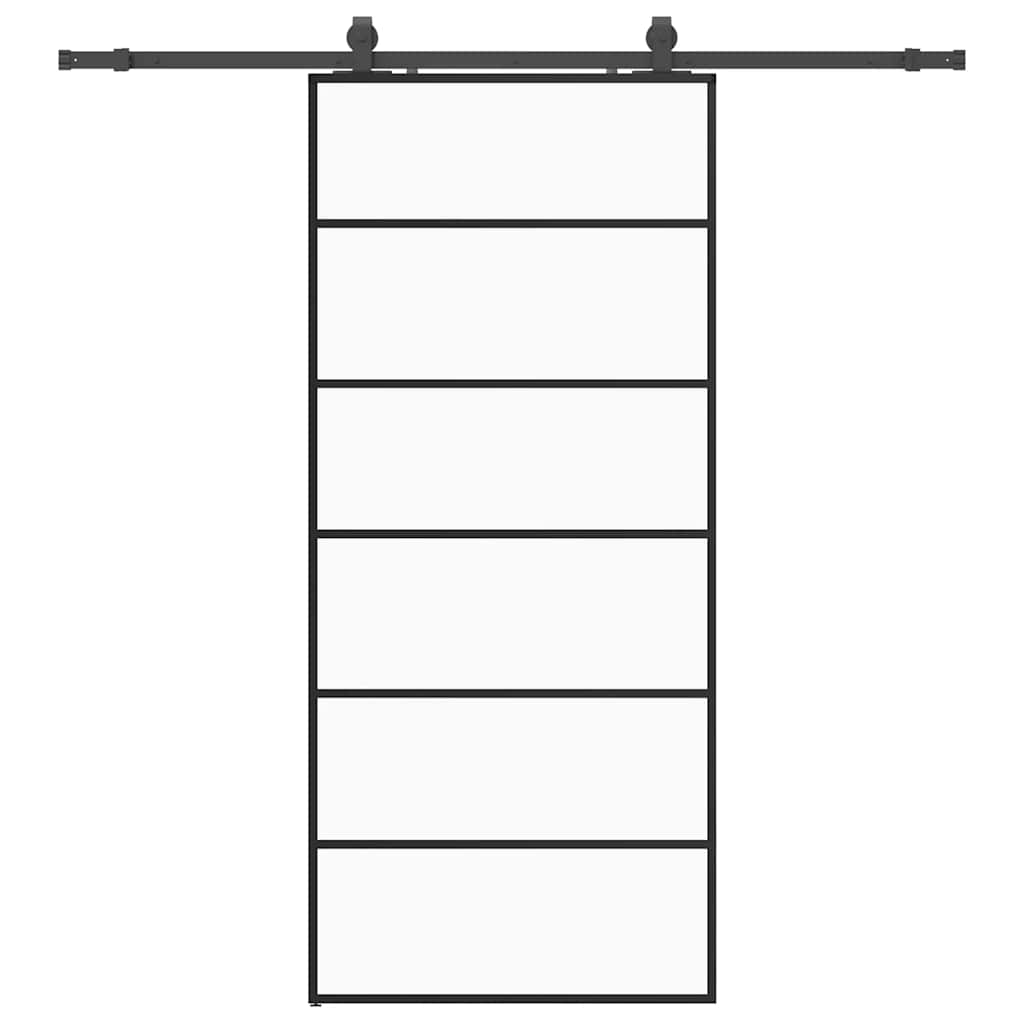 Porta Scorrevole con Ferramenta Nera 90x205 cm in Vetro ESG | homemem39