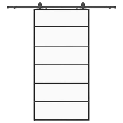 Porta Scorrevole con Ferramenta Nera 102x205 cm in Vetro ESG