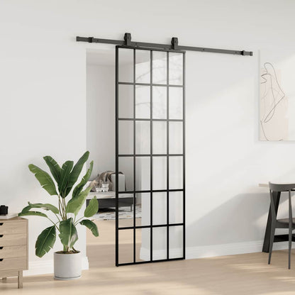 Porta Scorrevole con Ferramenta Nera 76x205 cm in Vetro ESG | homemem39