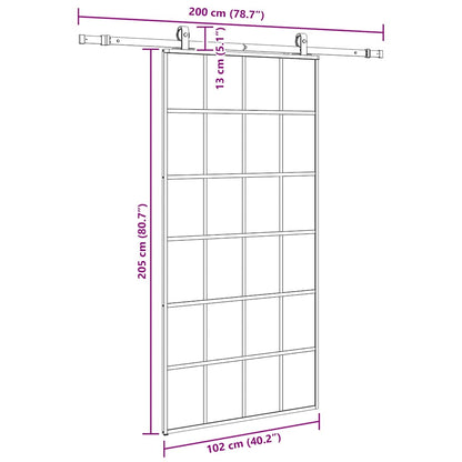Porta Scorrevole con Ferramenta Nera 102x205 cm in Vetro ESG | homemem39