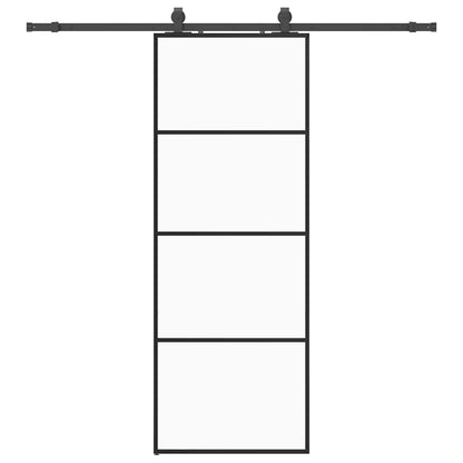 Porta Scorrevole con Ferramenta Nera 76x205 cm in Vetro ESG | homemem39