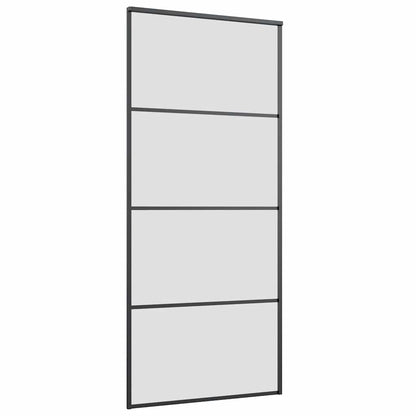 Porta Scorrevole con Ferramenta Nera 90x205 cm in Vetro ESG | homemem39