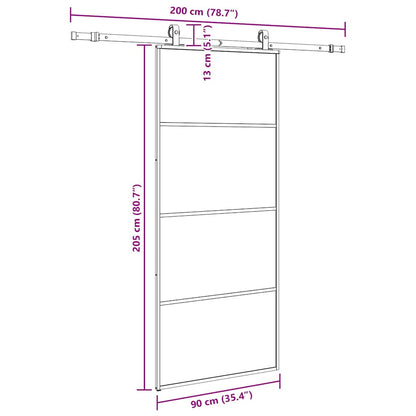 Porta Scorrevole con Ferramenta Nera 90x205 cm in Vetro ESG | homemem39