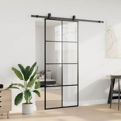 Porta Scorrevole con Ferramenta Nera 90x205 cm in Vetro ESG | homemem39