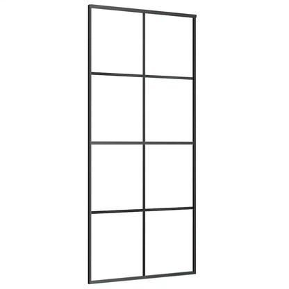 Porta Scorrevole con Ferramenta Nera 90x205 cm in Vetro ESG | homemem39