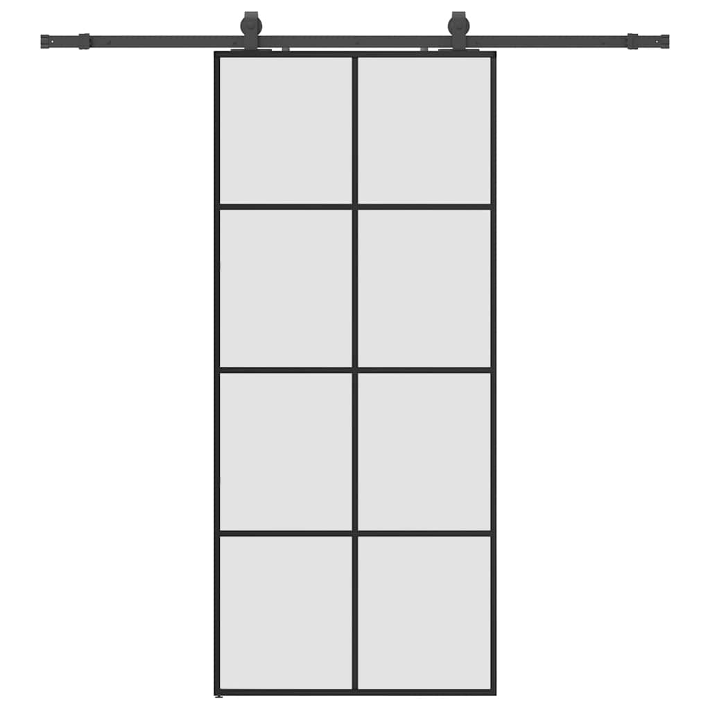 Porta Scorrevole con Ferramenta Nera 90x205 cm in Vetro ESG | homemem39