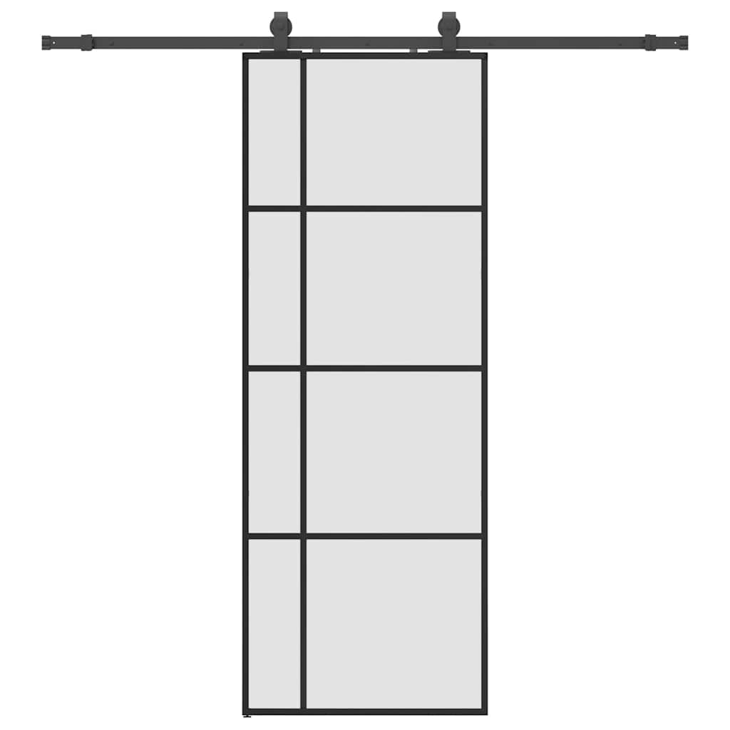 Porta Scorrevole con Ferramenta Nera 76x205 cm in Vetro ESG | homemem39