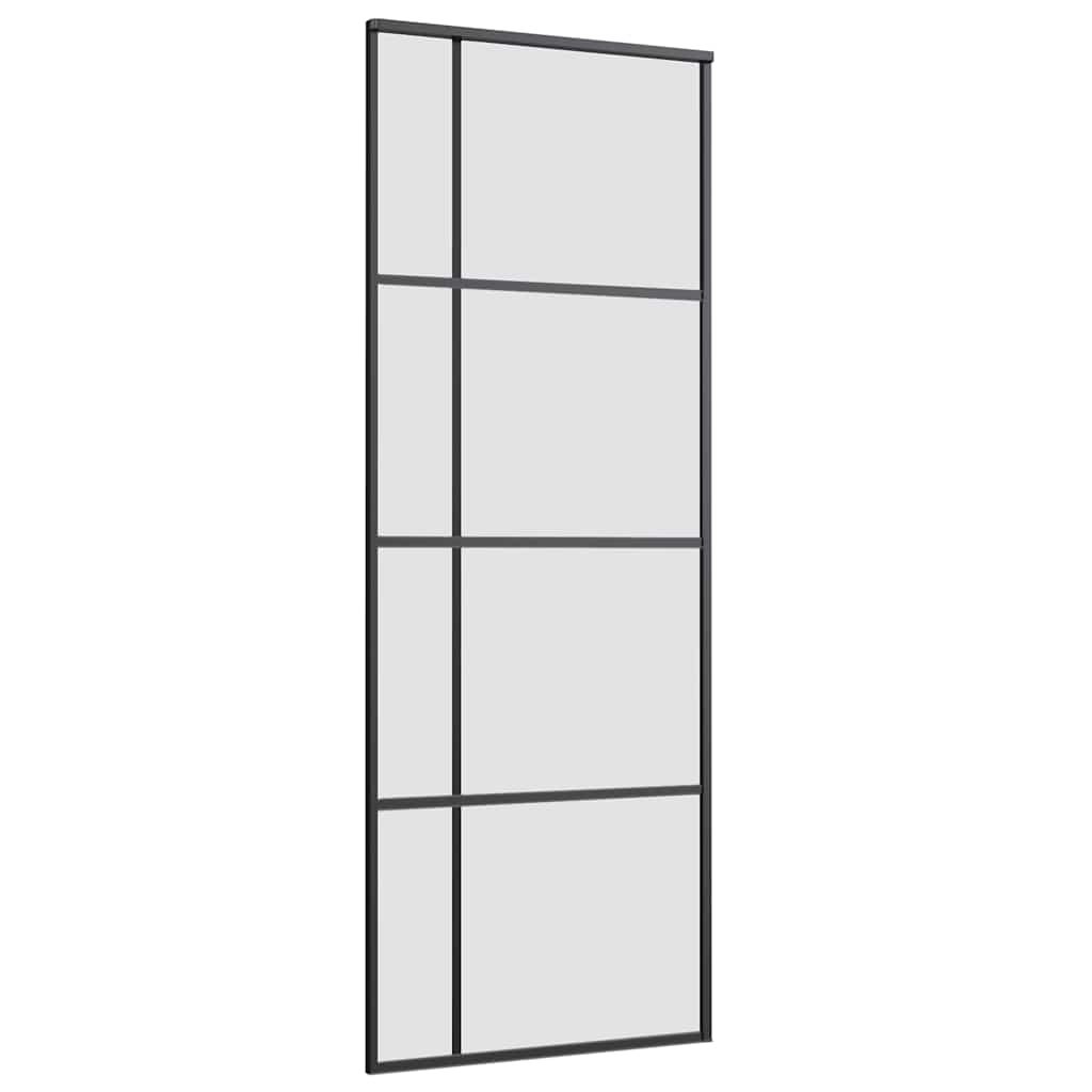 Porta Scorrevole con Ferramenta Nera 76x205 cm in Vetro ESG | homemem39