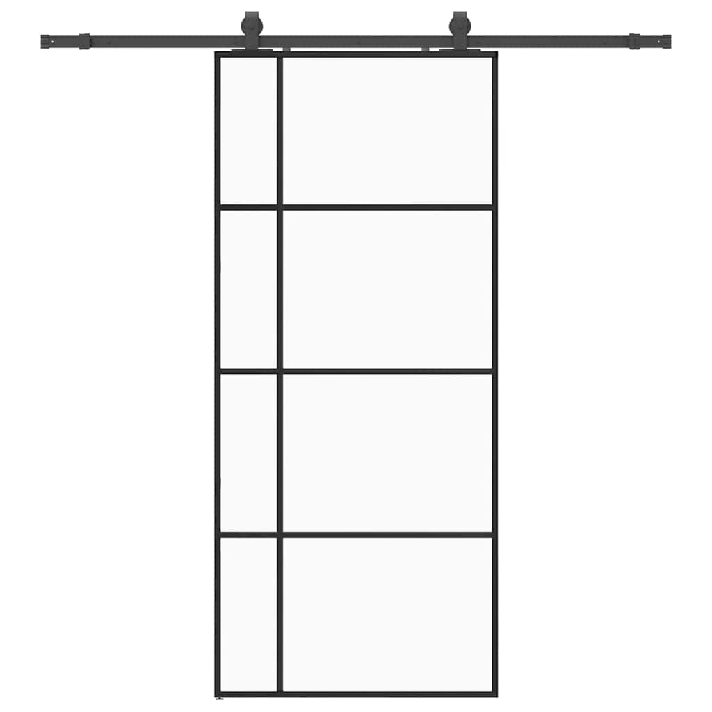Porta Scorrevole con Ferramenta Nera 90x205 cm in Vetro ESG
