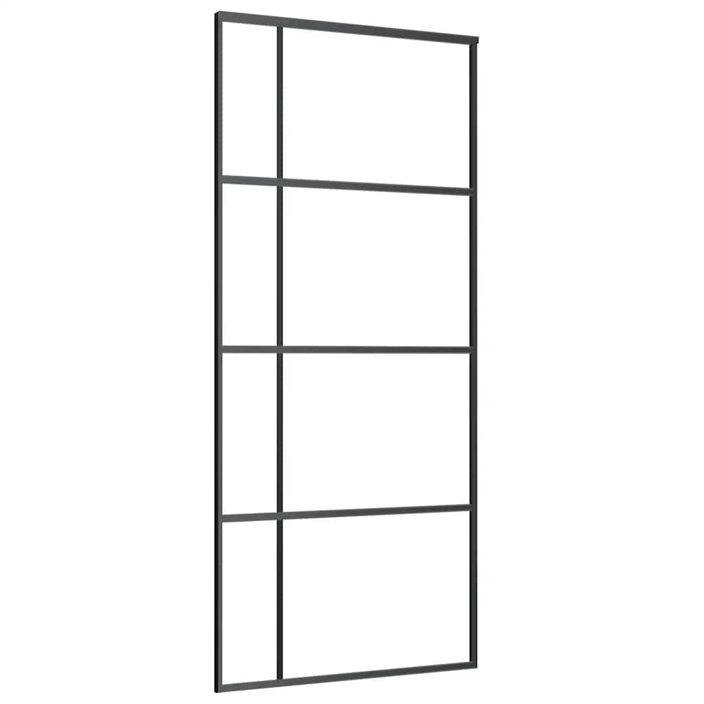 Porta Scorrevole con Ferramenta Nera 90x205 cm in Vetro ESG