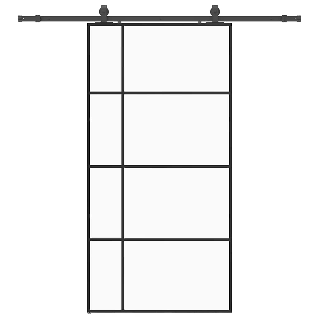 Porta Scorrevole con Ferramenta Nera 102,5x205 cm in Vetro ESG | homemem39
