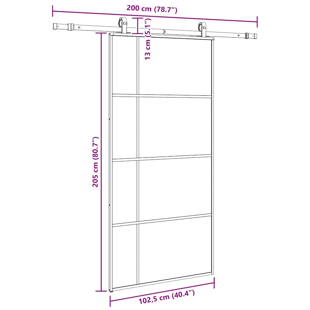 Porta Scorrevole con Ferramenta Nera 102,5x205 cm in Vetro ESG | homemem39
