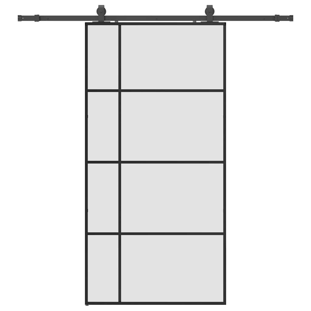 Porta Scorrevole con Ferramenta Nera 102,5x205 cm in Vetro ESG | homemem39