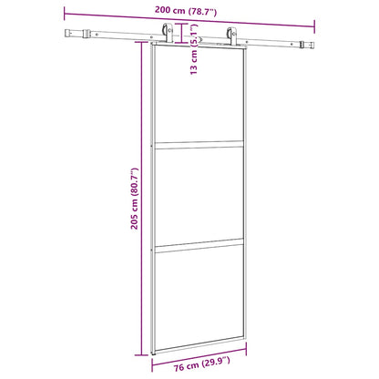 Porta Scorrevole Set Ferramenta Nera 76x205 cm Vetro Temperato | homemem39