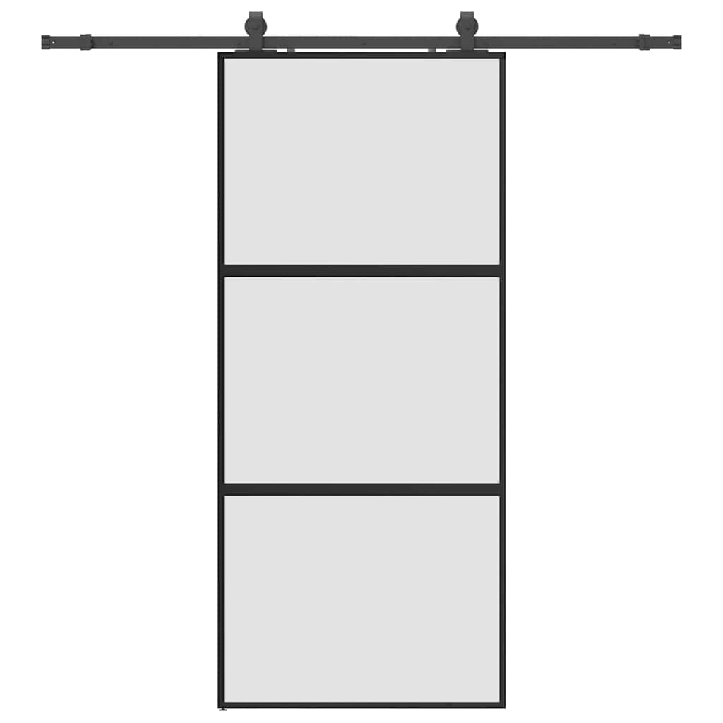 Porta Scorrevole Set Ferramenta Nera 90x205 cm Vetro Temperato | homemem39