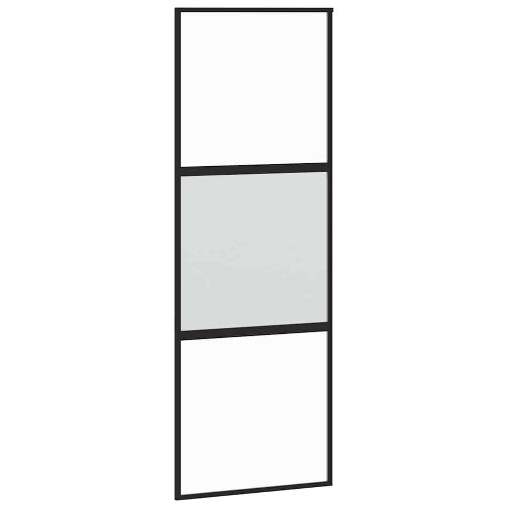 Porta Scorrevole Set Ferramenta Nera 76x205 cm Vetro Temperato