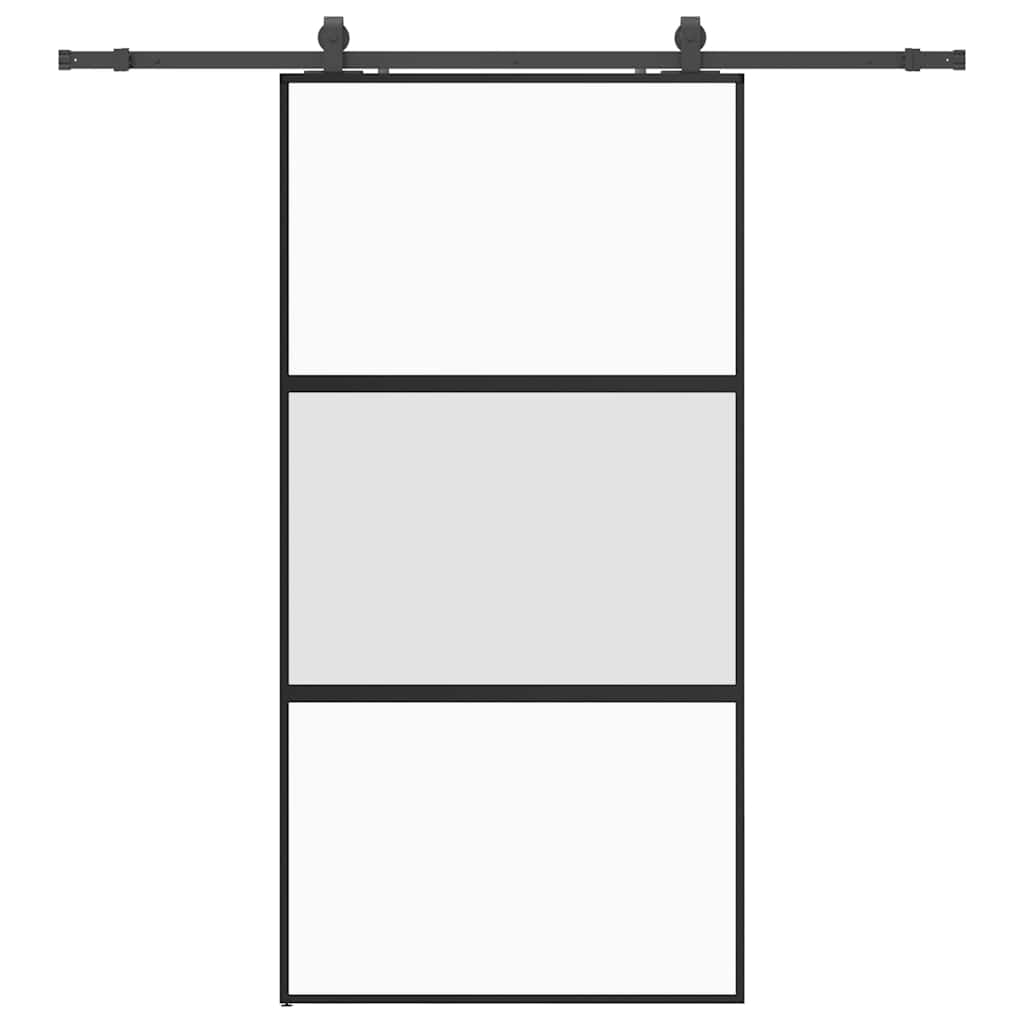 Porta Scorrevole Ferramenta Nera 102,5x205 cm Vetro Temperato | homemem39