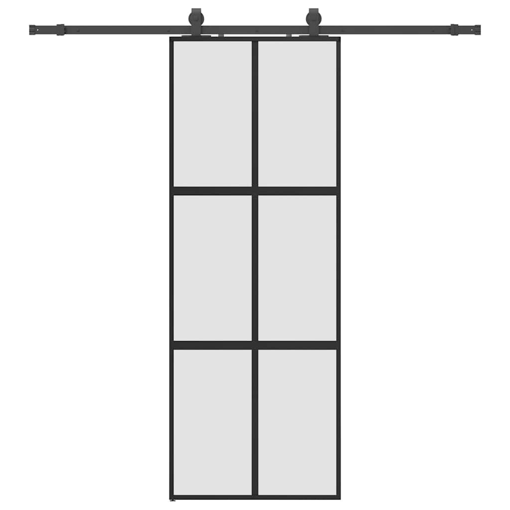 Porta Scorrevole Set Ferramenta Nera 76x205 cm Vetro Temperato | homemem39