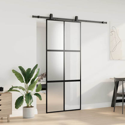 Porta Scorrevole Set Ferramenta Nera 90x205 cm Vetro Temperato | homemem39