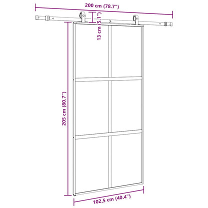 Porta Scorrevole Ferramenta Nera 102,5x205 cm Vetro Temperato | homemem39