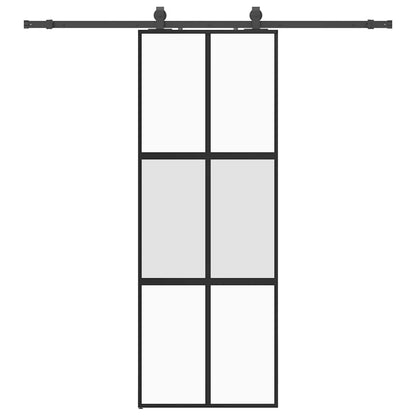 Porta Scorrevole Set Ferramenta Nera 76x205 cm Vetro Temperato | homemem39