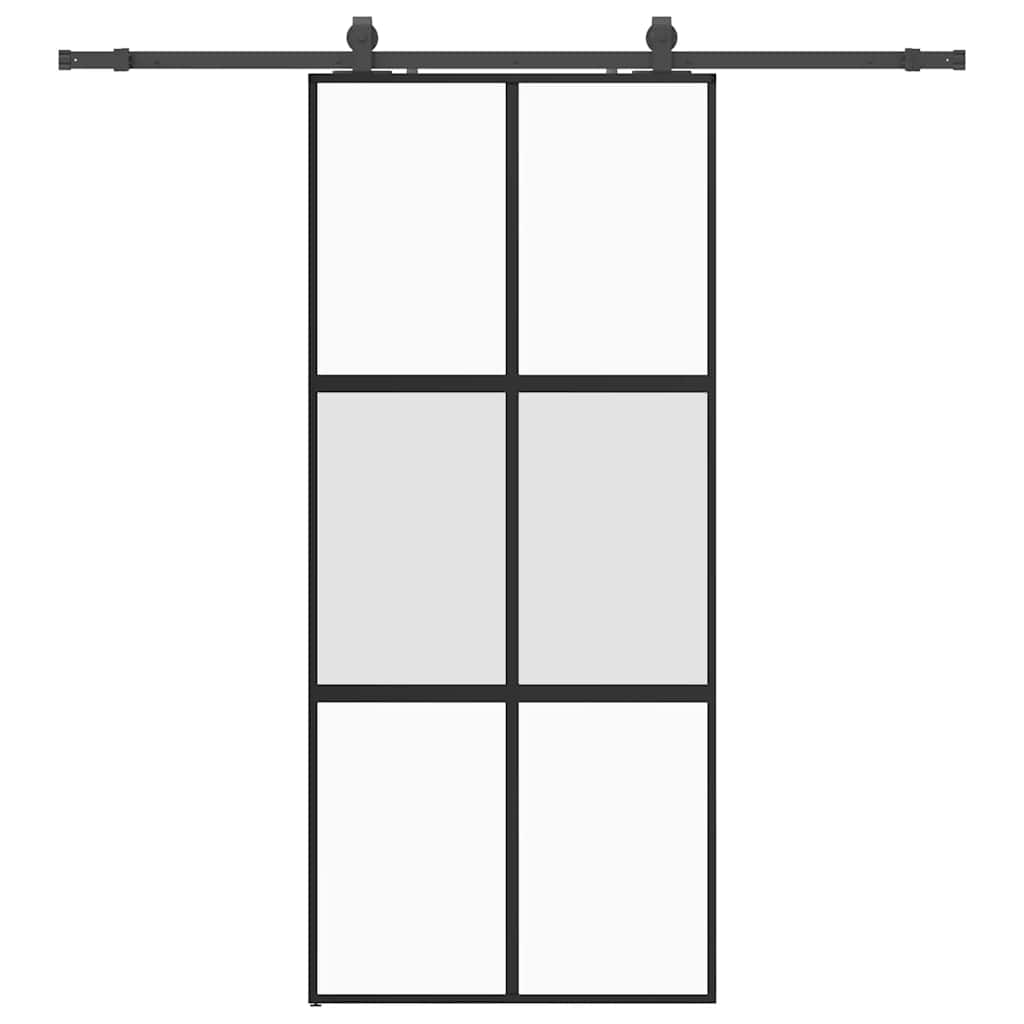 Porta Scorrevole Set Ferramenta Nera 90x205 cm Vetro Temperato | homemem39