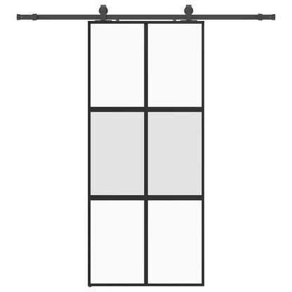 Porta Scorrevole Set Ferramenta Nera 90x205 cm Vetro Temperato | homemem39