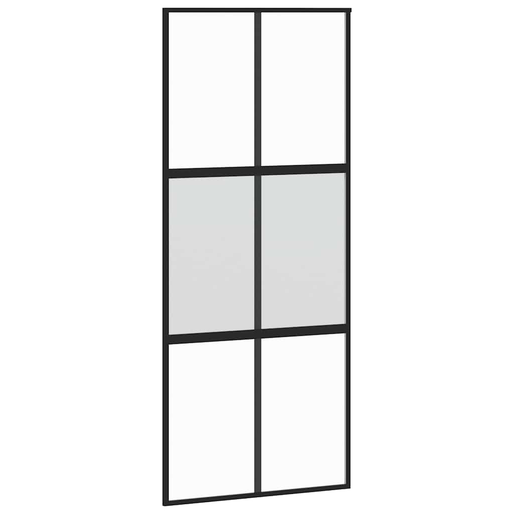 Porta Scorrevole Set Ferramenta Nera 90x205 cm Vetro Temperato | homemem39
