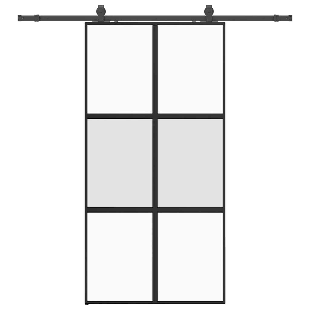 Porta Scorrevole Ferramenta Nera 102,5x205 cm Vetro Temperato | homemem39