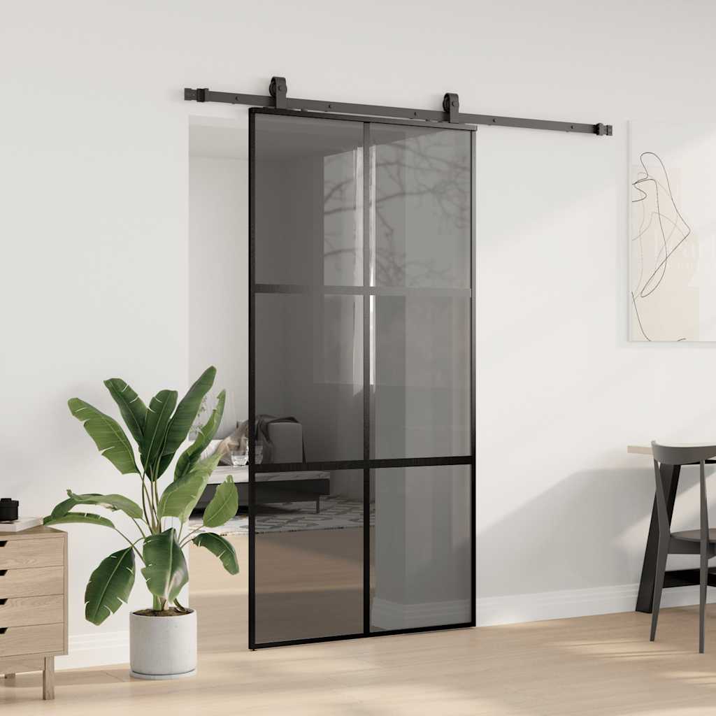 Porta Scorrevole Ferramenta Nera 102,5x205 cm Vetro Temperato | homemem39
