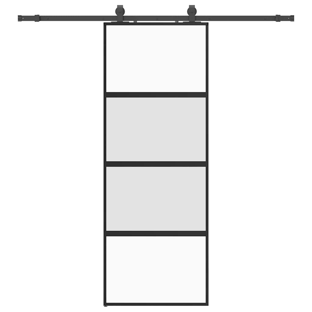 Porta Scorrevole Set Ferramenta Nera 76x205 cm Vetro Temperato | homemem39