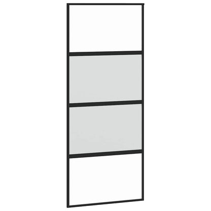 Porta Scorrevole Set Ferramenta Nera 90x205 cm Vetro Temperato