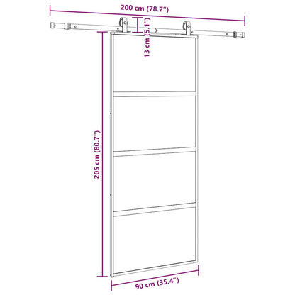 Porta Scorrevole Set Ferramenta Nera 90x205 cm Vetro Temperato | homemem39