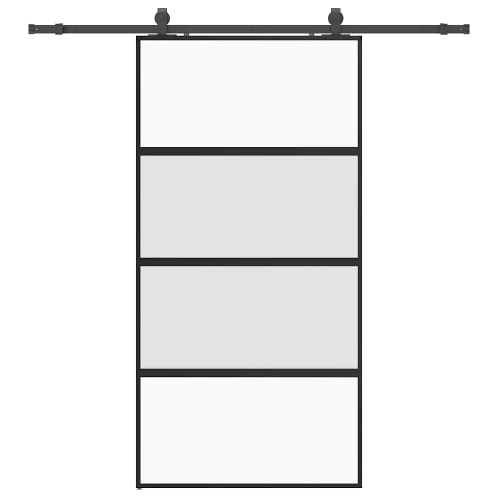 Porta Scorrevole Ferramenta Nera 102,5x205 cm Vetro Temperato