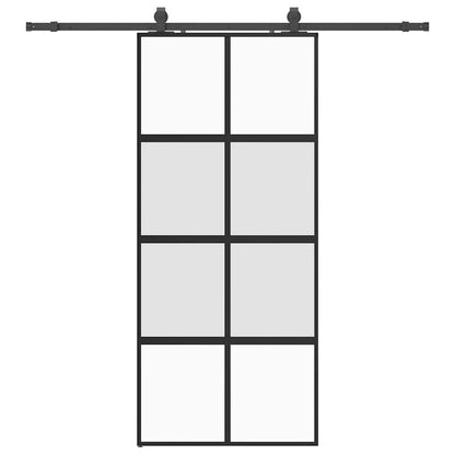 Porta Scorrevole Set Ferramenta Nera 90x205 cm Vetro Temperato