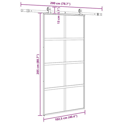 Porta Scorrevole Ferramenta Nera 102,5x205 cm Vetro Temperato | homemem39