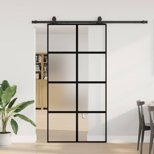 Porta Scorrevole Ferramenta Nera 102,5x205 cm Vetro Temperato | homemem39
