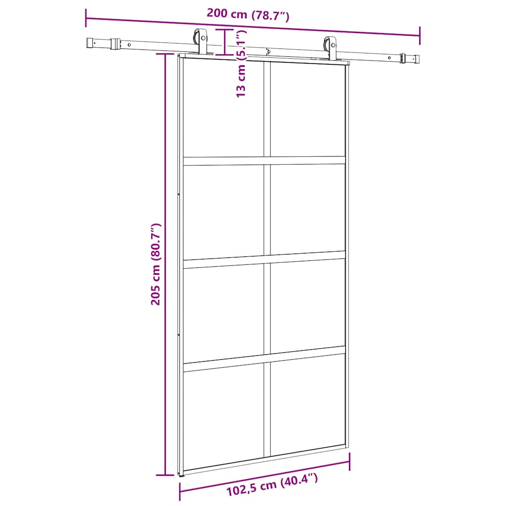 Porta Scorrevole Ferramenta Nera 102,5x205 cm Vetro Temperato | homemem39