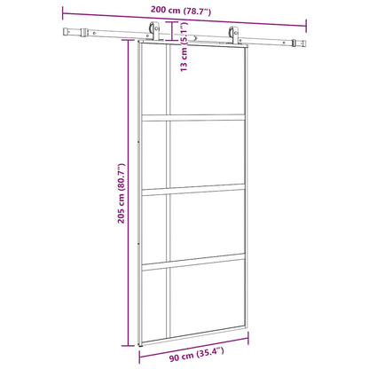 Porta Scorrevole Set Ferramenta Nera 90x205 cm Vetro Temperato | homemem39
