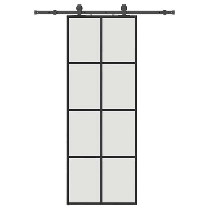 Porta Scorrevole con Ferramenta Nera 76x205 cm in Vetro ESG | homemem39
