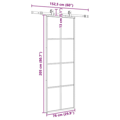 Porta Scorrevole con Ferramenta Nera 76x205 cm in Vetro ESG | homemem39