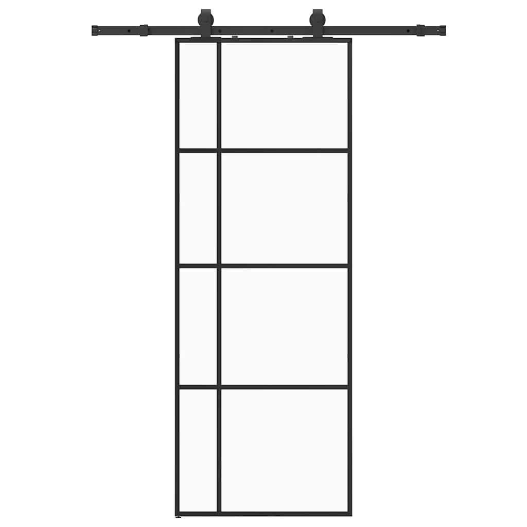 Porta Scorrevole con Ferramenta Nera 76x205 cm in Vetro ESG | homemem39