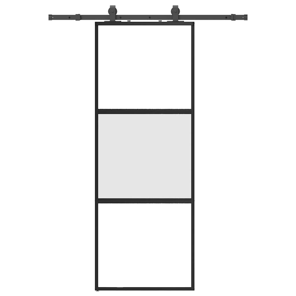 Porta Scorrevole Set Ferramenta Nera 76x205 cm Vetro Temperato | homemem39