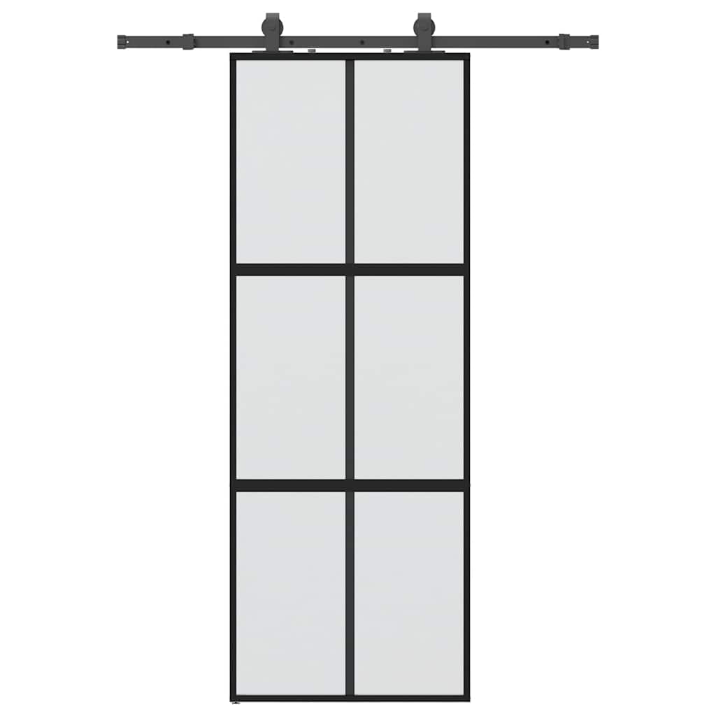 Porta Scorrevole Set Ferramenta Nera 76x205 cm Vetro Temperato | homemem39