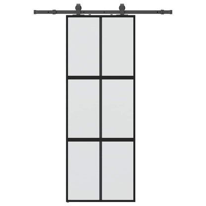 Porta Scorrevole Set Ferramenta Nera 76x205 cm Vetro Temperato | homemem39